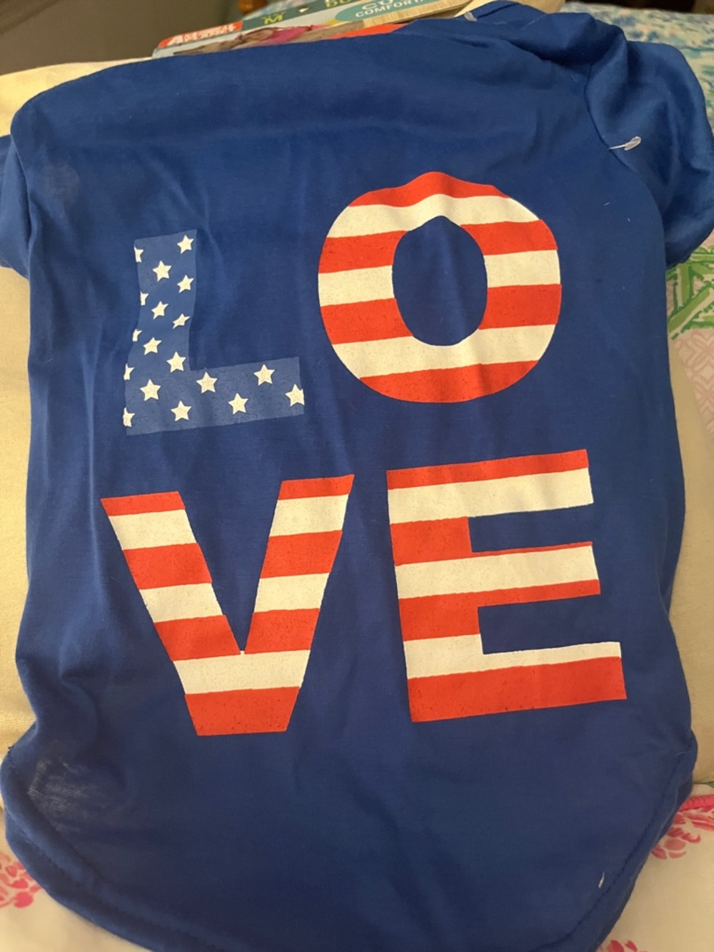 Blue 'LOVE' Patriotic Dog Tee